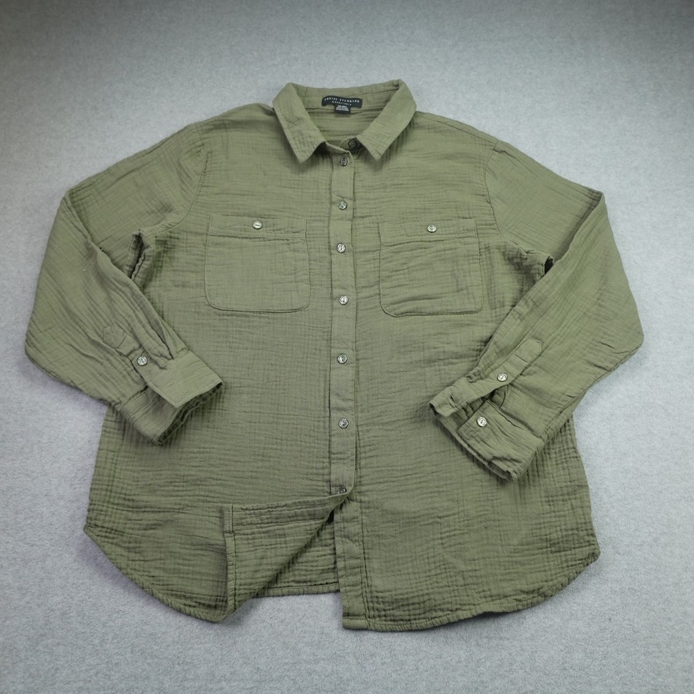 Social Standard by Sanctuary Shirt Womens XXL Green Casual Gauze Muslin Button